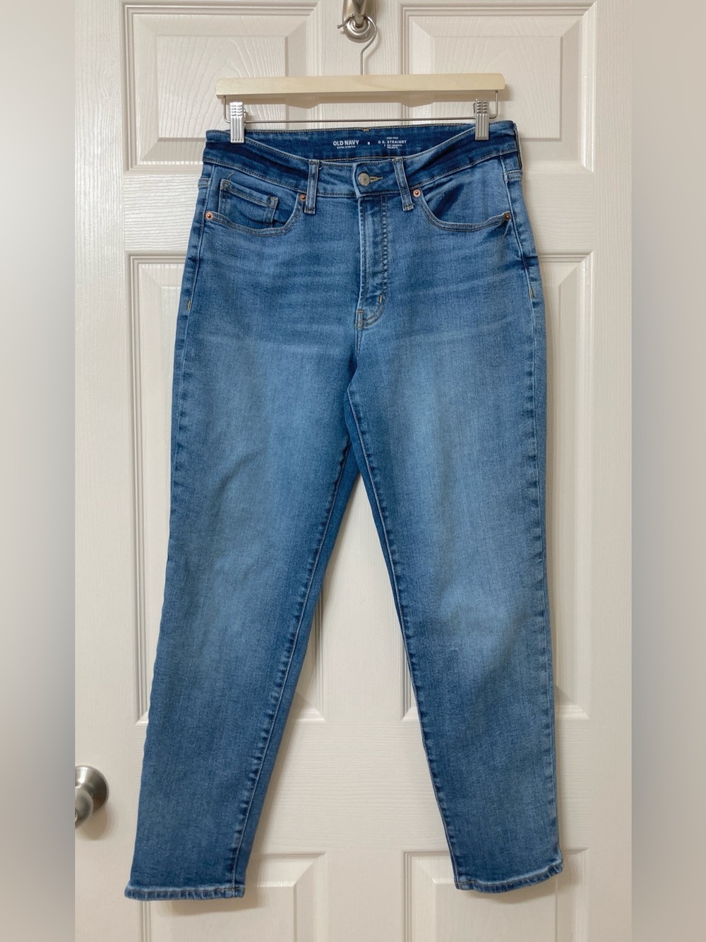 Old Navy Women’s Blue High Rise OG Straight Leg Ankle Jeans Size 8 - Picture 1 of 5